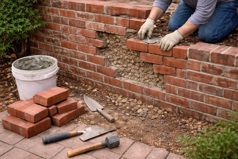 Brick Retaining Wall Repair in Livingston County, MI