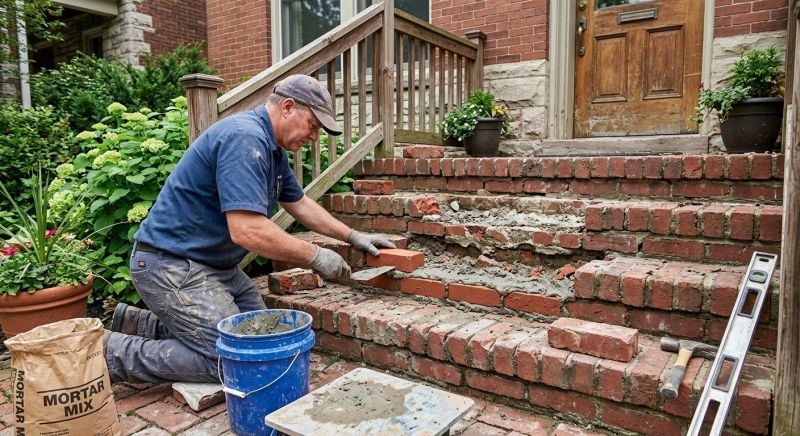 Brick Stoop Repair in Livingston County, MI
