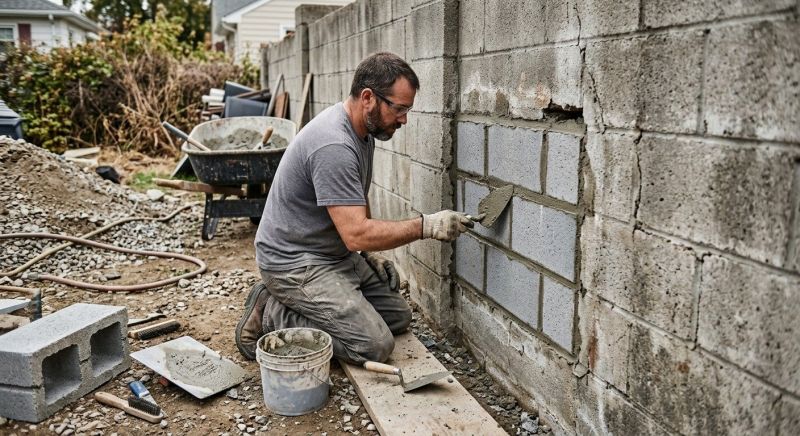 Cinder Block Wall Repair in Chelsea, MI