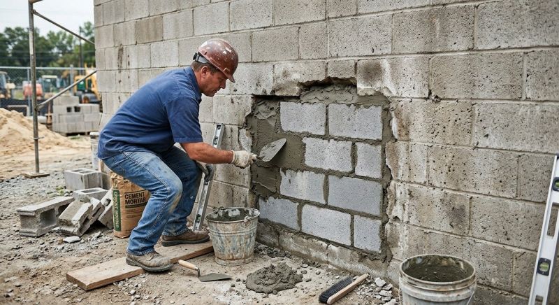 Cinder Block Wall Repair in Howell, MI