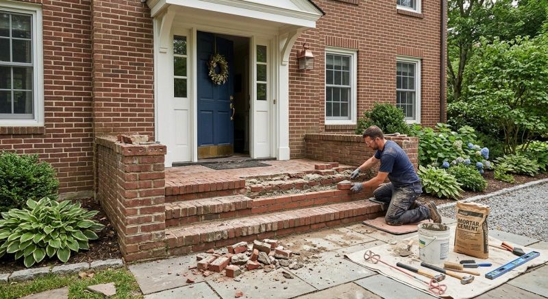 Entryway Brick Repair in Livingston County, MI