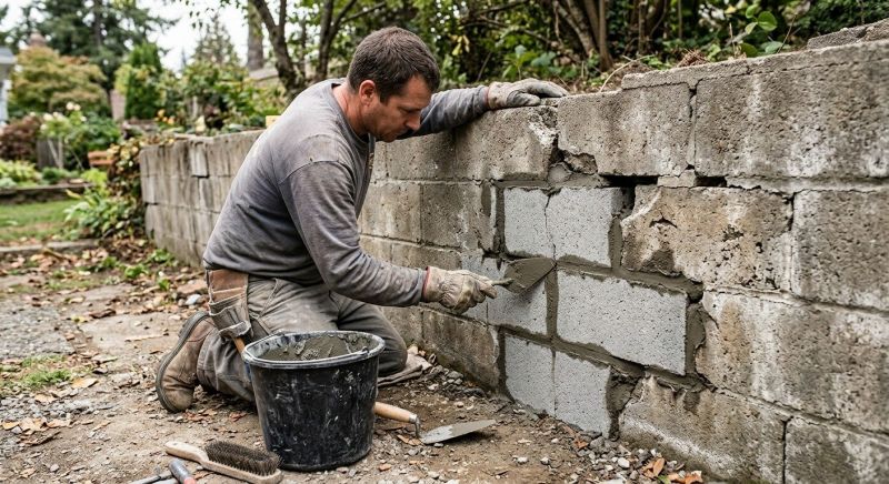 Stone Wall Repair in Howell, MI